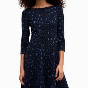 Kate Spade Leopard Ponted Mini Dress 3/4 Sleeve